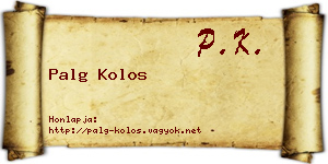 Palg Kolos névjegykártya